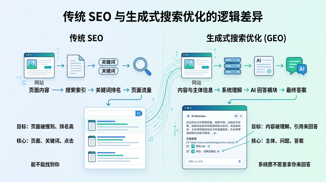 什么是生成式搜索优化，它和传统 SEO 差在哪？