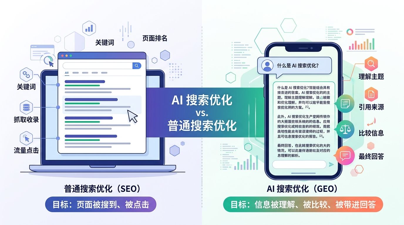 什么是 AI 搜索优化，它和普通搜索优化差在哪？