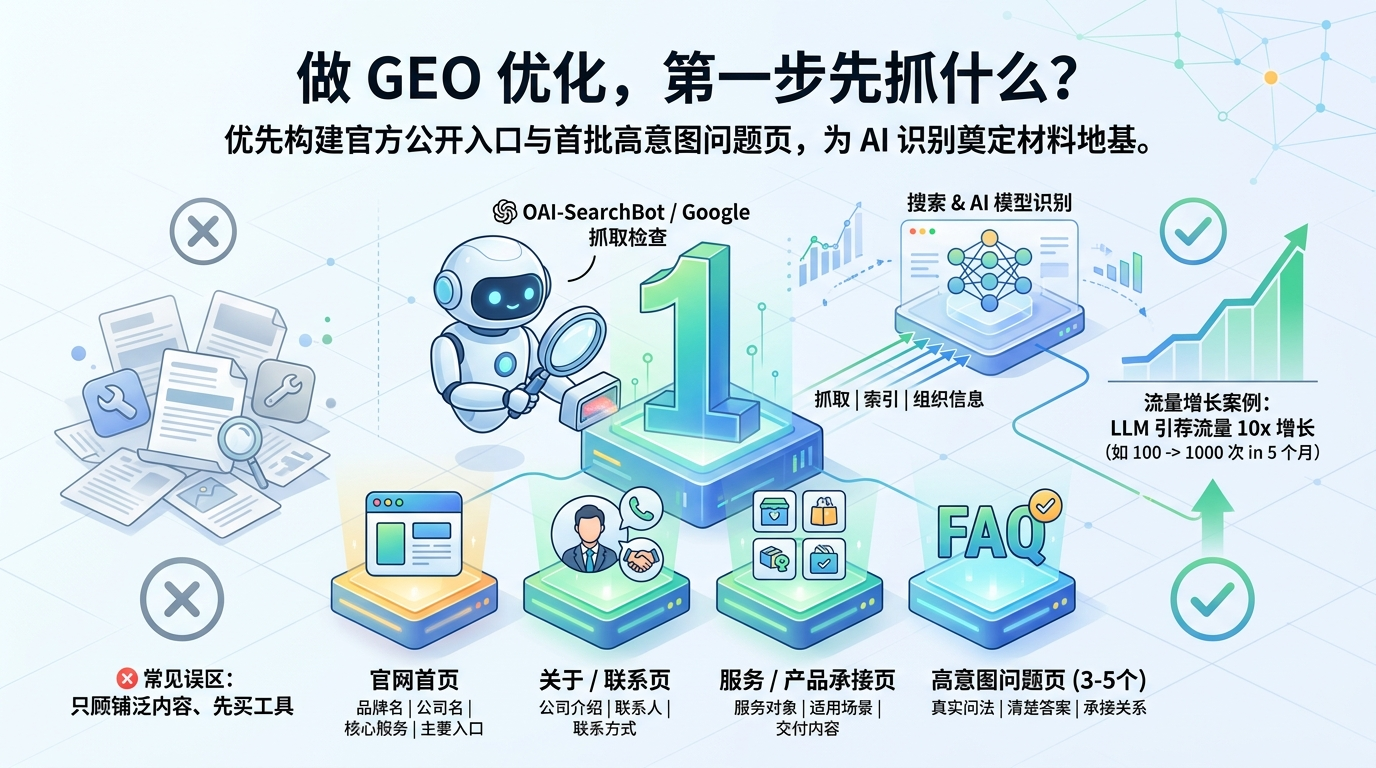 如果现在开始做 GEO 优化，第一步先抓什么？