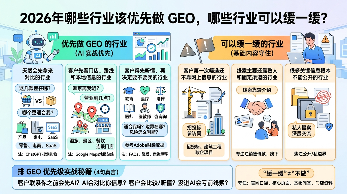 2026年哪些行业该优先做 GEO，哪些行业可以缓一缓？
